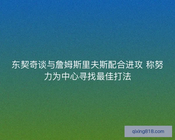 东契奇谈与詹姆斯里夫斯配合进攻 称努力为中心寻找最佳打法 东契奇谈与詹姆斯里夫斯配合进攻 称努力为中心寻找最佳打法