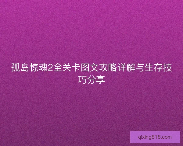 孤岛惊魂2全关卡图文攻略详解与生存技巧分享