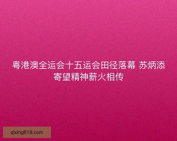 粤港澳全运会十五运会田径落幕 苏炳添寄望精神薪火相传
